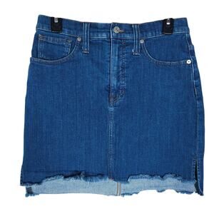 Madewell Womens Jean Skirt 27 High Waisted Raw Hem Pencil Mini Cowgirl Everyday